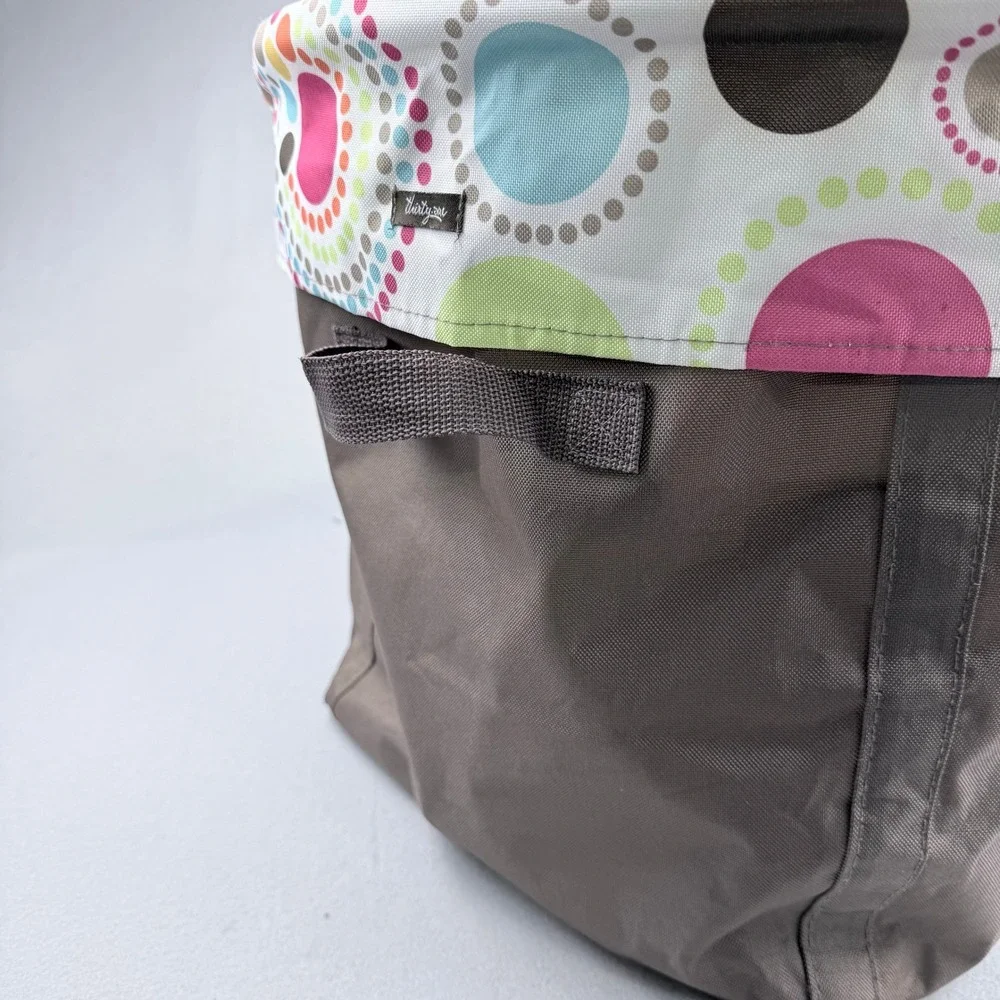 Thirty One Collapsable Round Retired Storage Bin Circle Spirals‎ Tote Brown Pink